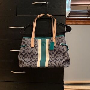 Stylish Teal and Tan Women's Bag